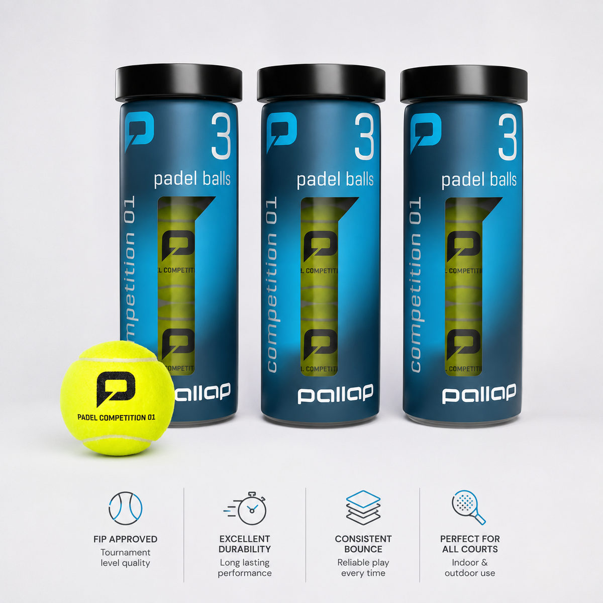 x3 Pallap Padel Balls -  3 Tubes of 3 Pieces